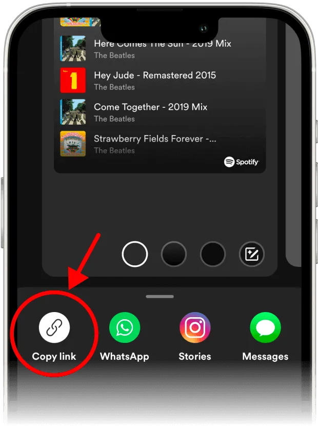 Pulsa "Copiar" para copiar el enlace de la lista de reproducción.